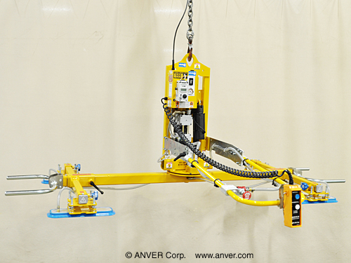 ANVER Four Pad Electric Powered Vacuum Lifter with Powered Tilt and Manual Rotate